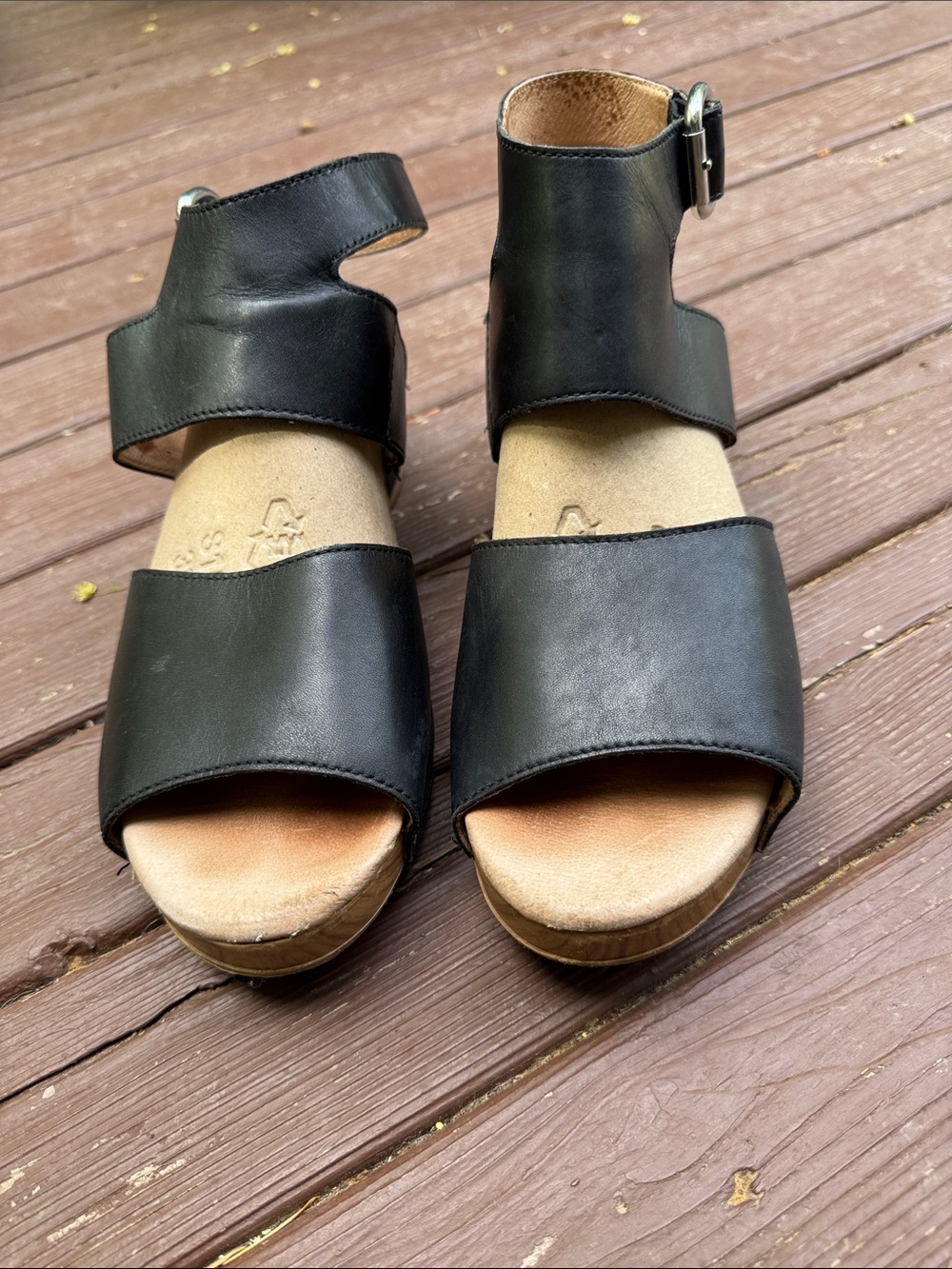 Dansko MINKA Black Leather Two-Band Ankle-Strap Sandals - Picture 2 of 10